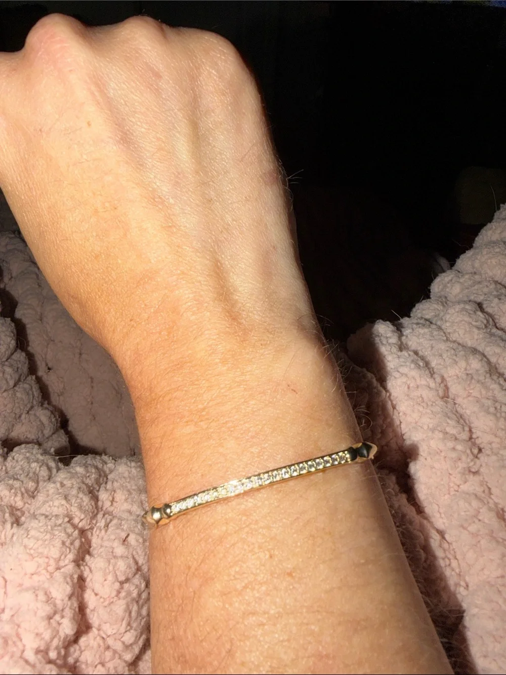 NWOT Kendra Scott Ott Gold Bar Slider Bracelet with Pavé Accents